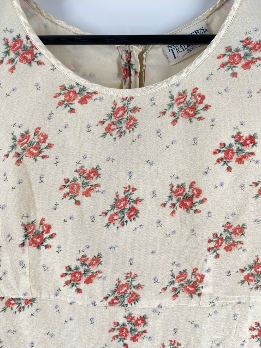 Vintage Northern Traditions M Rayon Floral Midi Dress Cottagecore Rose Sash - Picture 12 of 15